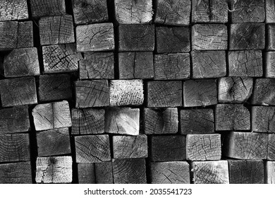 Zwart-wit houtstructuur met vierkante patronen, achtergrond. Hoge kwaliteit foto