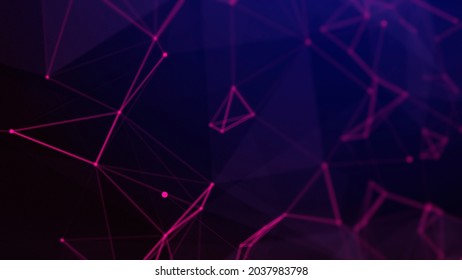 Abstraktní technologické pozadí. Světlý plexus polygonální prostor s tečkami a čarami. 3D datová technologie a věda