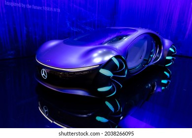 El Mercedes-Benz Vision AVTR es un auto conceptual inteligente e intuitivo que lee tu mente mientras conduces, exhibido en el Salón del Automóvil IAA Mobility 2021 en Munich, Alemania, el 6 de septiembre de 2021.