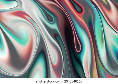 3 d レンダリング曲線動的流体液体壁紙。ライト パステル コールド カラー カラフルな渦巻きグラデーション メッシュ。明るいピンク 鮮やかな鮮やかな滑らかな表面。ぼやけた水多色ネオン空のグラデーションの背景
