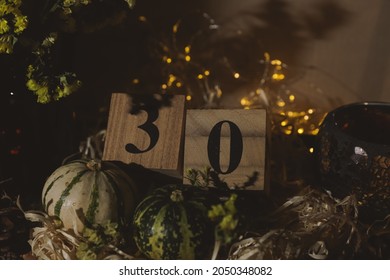 On the eve of Happy Halloween holiday concept, 30 dark numbers, a day before, preparing to Halloween