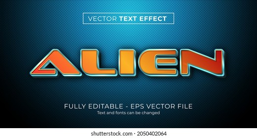 Premium Vector  Cartoon green alien invasion vector editable text effect  template