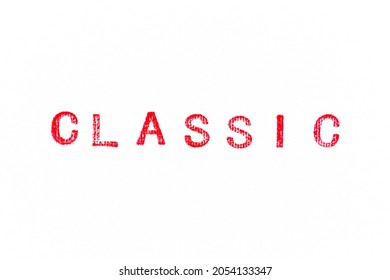 Roter Farbstempel im Wortklassiker auf weißem Papierhintergrund