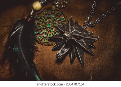 Witcher Wolf medallion glowing magic