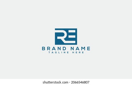 Re letter logo with cutted and intersected design Vector Image