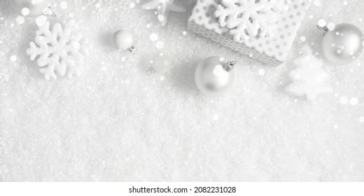 Christmas holiday composition. Christmas decor on white background. Xmas, winter, new year concept. Flat lay, top view, copy space