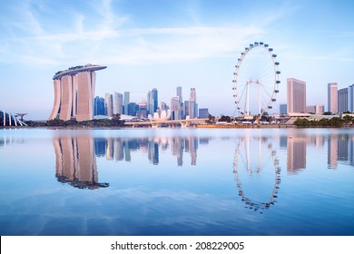 Singapore skyline, view from the Garden by the Bay. 