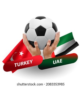 Voetbal voetbalcompetitie wedstrijd, nationale teams Turkije vs vae