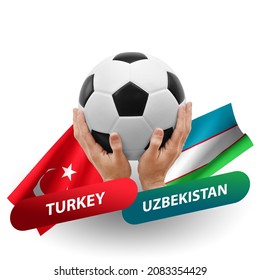Soccer football competition match, national teams turkey vs uzbekistan