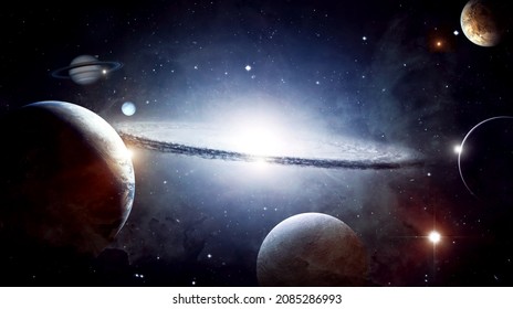 宇宙空間の惑星と銀河。NASA から提供されたこの画像の要素