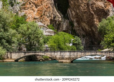Stone bridge over Buna river in Blagaj village near Mostar, Bosnia and Herzegovina