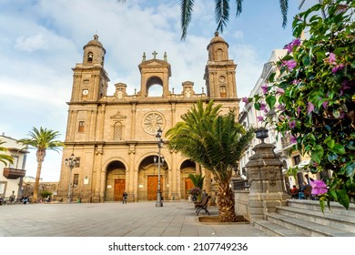 歴史的なベゲタ、ラス パルマス デ グラン カナリア、カナリア諸島、スペインのメイン広場にある古いサンタ アナ大聖堂