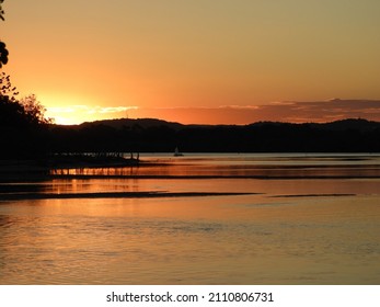 sunset over the river Golden river
