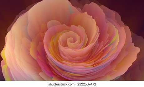Abstracte 3D spiraal achtergrond van fractale turbulentie, misschien suggestief voor een bloem. Pixel sorteren. Foute kunst. Ook beschikbaar als animatie - zoek beeldmateriaal voor 1018656997