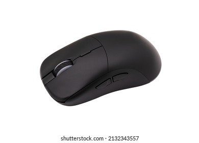 白い背景に分離された黒のゲーム ワイヤレス レーザー コンピューター マウス