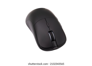 白い背景に分離された黒のゲーム ワイヤレス レーザー コンピューター マウス