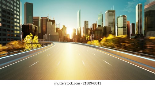 Desenfoque de movimiento de paso elevado de autopista con fondo de ciudad