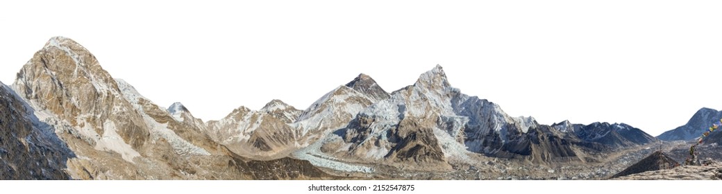 Monte Everest aislado sobre fondo blanco.