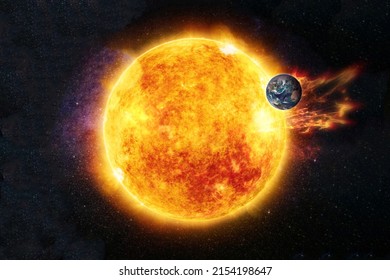 太陽活動。太陽フレアと地球が攻撃を受けています。コラージュ、NASA から提供されたこのイメージの要素。