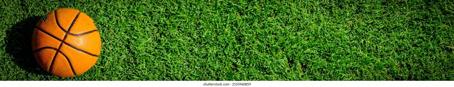 panoramic background of basketball on grass