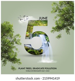 Día Mundial del Medio Ambiente, Importancia de proteger la naturaleza. Concepto de la bandera del día mundial de la tierra del medio ambiente.