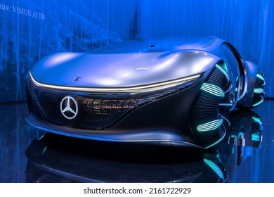 El Mercedes-Benz Vision AVTR es un auto conceptual inteligente e intuitivo que lee tu mente mientras conduces, exhibido en el salón del automóvil IAA Mobility 2021 en Munich, Alemania, el 7 de septiembre de 2021.