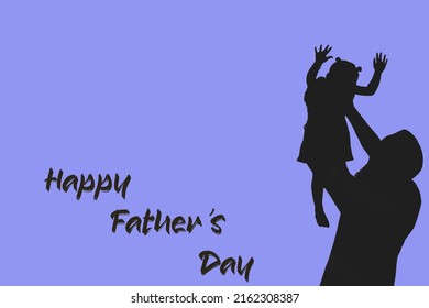 Der glückliche Vatertag mit einer Silhouette einer Person, die ein Kind hält, grüßt Wünsche