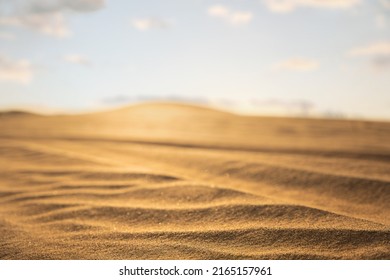 Golden sand in a deep desert during golden hour during the day.