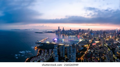 Fotografía aérea de la hermosa ciudad costera de Qingdao