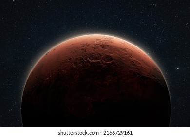 Csodálatos vörös bolygó a Mars a mély csillagűrben. Utazás a Marsra koncepció