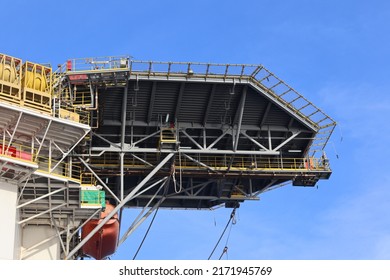 The design of the bow of the oil rig against of clear and blue sky at java sea, is iconic and inspired many anime, one of which is the ship in the One Piece series. Design oh helideck or helipad