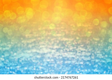 Abstrakt Summer giel orange Glanz Sonn blénkt blo Gebuertsdagsparty Glitter Invitatioun, sonneg Pool Séi Waasserblase Hannergrond Invitatioun, Strandschwammen Mier Konscht Textur oder Karibik Ozean Wellen Cruise Flyer