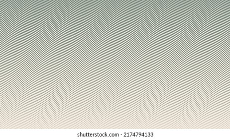 Parallelle broedeieren golvende rimpel lijnen halftoonpatroon abstract vector glad verloop lichtgroene textuur geïsoleerd op lichte achtergrond. Halftoonkunst Grafische schuine etsslagen Esthetisch behang