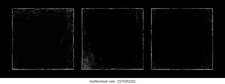 set of old paper texture in square frame for cover art. grungy frame in black background. can be used to replicate the aged look for your creative design. old paper edge elements for overlays