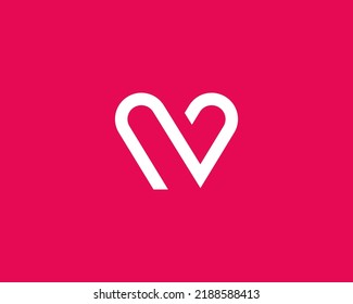 Premium Vector  Letter v heart logo template with business card