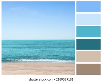 Paleta de colores apropiada para la foto del mar en calma en un día soleado