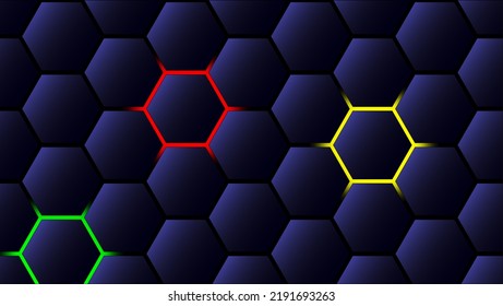 Artistic blue and red Hexagon minimalist background 4K wallpaper download