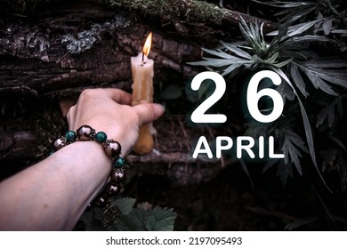 calendar date on the background of an esoteric spiritual ritual. April 26 is the twenty-sixth day of the month.