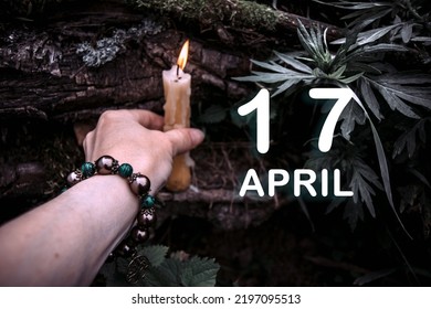 calendar date on the background of an esoteric spiritual ritual. April 17 is the seventeenth day of the month.