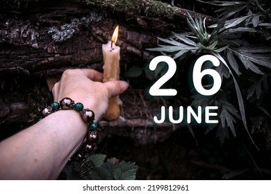 calendar date on the background of an esoteric spiritual ritual. June 26 is the twenty-sixth day of the month.