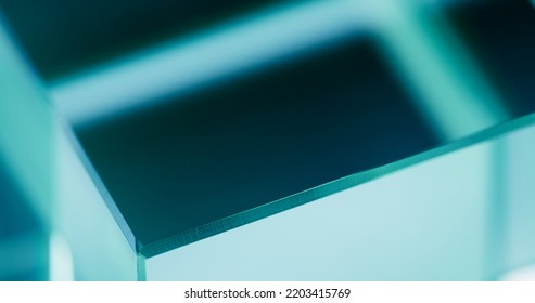 Vervaag de neongloed. Abstracte achtergrond voor tekst. Verlicht podium. Intreepupil fluorescerend kopergroen groen cyaan blauw kleur licht modern vrije ruimte behang.
