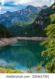 Lake in Italian mountains Dolomiti