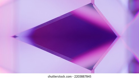 Neon gloed reflectie. Geometrisch abstracte achtergrond. Ultraviolet stralingsframe. Intreepupil digitale lavendel paars roze kleur licht flare lege ruimte behang voor tekst.