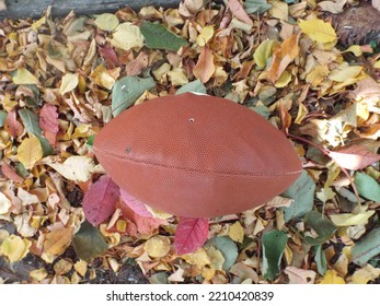 Voetbal liggend in kleurrijke herfstbladeren Desktop