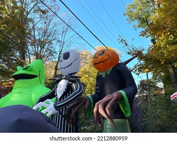 Preparations for Haloween Festival in Wilton, Connecticut, USA