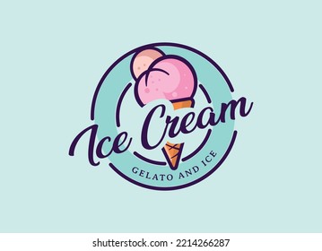 Ice Cream in a Circle Logo PNG Vector (AI) Free Download