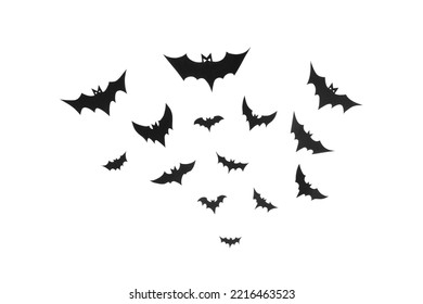 Halloween vui vẻ, Dơi bay làm từ giấy cắt trên nền trắng, Ý tưởng trang trí Halloween
