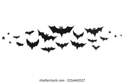 Halloween vui vẻ, Dơi bay làm từ giấy cắt trên nền trắng, Ý tưởng trang trí Halloween