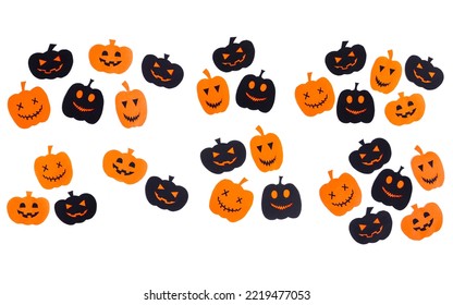 Happy halloween pumpkin smile make from paper cut on white background, Decorative Halloween concept