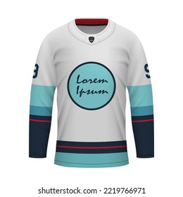 Seattle Kraken ice hockey team uniform colors. Template for presentation or  infographics. Stock Vector